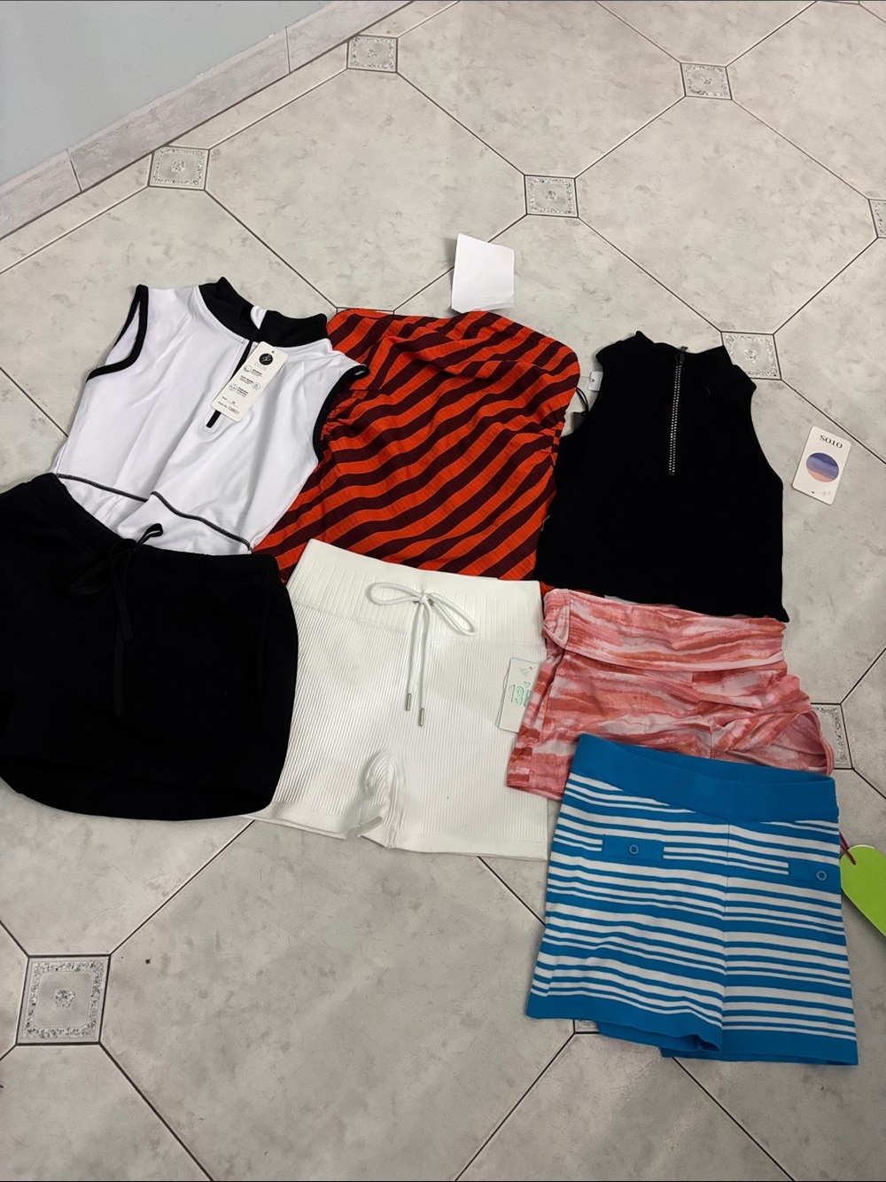 A Few High-Waist Ribbed Women’s Shorts Also 3 tops Unbranded super special